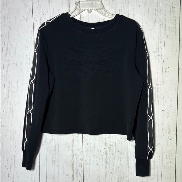 Hunter for Target Cropped Crewneck Sweatshirt Black Box Logo Size Medium - Picture 1 of 5